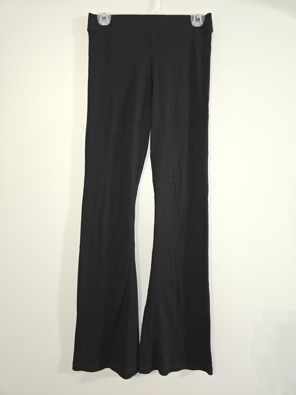PINK Victoria's Secret Black Ribbed Flared Leggings